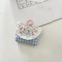 Mini miela saldi nėriniuota gėlių monetinė Rožinė Mėlyna languota ausinių apsauginis dėklas Mergaičių nešiojama maža laikymo krepšys mėlyna