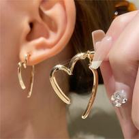 Simple Fashion Love Heart Drop Earrings For Women Girls Gold Silver Color Smooth Metal Earrings Dangle Wedding Jewelry Gift auksas