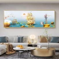 Kinų stiliaus auksiniai lapai elnias drobės tapyba plunksnos sienų menas feng šui kalnų plakatai ir spaudiniai svetainė be rėmo 20X60CM NO FRAME