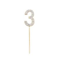 1Pc Glitter Alloy Rhinestone Number Cake Toppers Baby Shower Birthday Decoration Wedding Gold Silver Digital Cakes Dessert Decor KTY