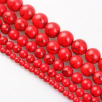 Koralų raudonumo turkio akmens natūralūs apvalūs karoliukai 15  gija lygūs laisvi tarpiniai karoliukai 4/6/8/10/12 mm papuošalų gamybai DIY apyrankių priedai Dia 4mm