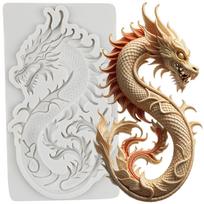 Drakono silikoninė forma Kinų zodiako drakonas Fondanto formelės Torto dekoravimo įrankiai Keksiukų viršus Saldainiai Cukraus gaminiai Guminė pasta Polimero molis pilka spalva