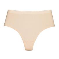 High-Waisted Tummy-Control Plus-Size Cotton Thong - Women's Sexy Summer Sport Underwear Medium smėlis