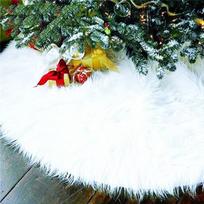 Balto pliušinio eglutės sijonas su minkštu pūkuotu kraštu, prabangus pojūtis Kalėdoms, vestuvėms, vakarėliams ir šventinėms dekoracijoms 38cm