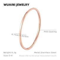 Neišblunkantis Titano Plieno Minimalistinis Moteriškas Žiedas – Itin Plonas, Niche Dizainas, Dėliojamas Šalto Stiliaus. US Size 4 | HK Size 8