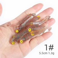10 vnt./pakuotė Silikoninis žvejybos masalas Žvejybos masalų rinkinys 5,5 cm 1,5 g T-uodegos minkštas masalas 1#