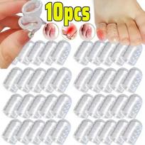 10-100pcs Transparent Silicone Toe Covers Women Gel Toes Protector Tube Foot Care Finger Caps Elasticity Prevents Blisters S-10PCS