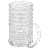 Plastikiniai dušo užuolaidų žiedai, Dušo užuolaidų kabliukai, O formos dušo užuolaidų kabliukų žiedai, Lengvai užsegami dušo kabliukai gryna