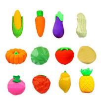 12 vnt. Vaisių ir daržovių mini 3D baklažanų pieštukinių trintukų Citrinų Pomidorų trintukų rinkinys klasės prizams