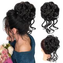 Netvarkingos kuodelio plaukų priauginimo detalė Banguota Garbanota Sintetinė šukuosena Chignon Netikri gumytės Ponytail priauginimas Moterims Tamsiai rudas white
