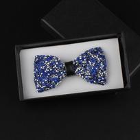 Adjustable Neckband Sparkly Bow Tie Formal Glitter Crystal Necktie  Banquet Occasion mėlyna