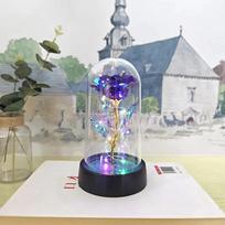 Dirbtinės rožių gėlės Valentino dienos dovana merginai Amžinoji rožė LED šviesos folijos gėlių vestuvių dekoras Kalėdų dovanos Colorful light violetinė