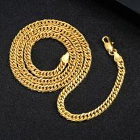 Temu 18K paauksuotas 4MM plokščios grandinėlės karoliai - Karštai parduodami unisex papuošalai 18 inches