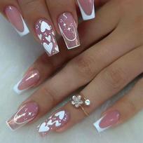 1PC Pink Star Flash White Love Design Wearing Armor Fashionable Daily Simple Party Wear rožinė