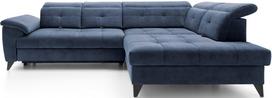 Kampinė sofa Inferne Aura 40, tamsiai mėlyna sp., dešininė, 297 x 210 cm x 107 cm