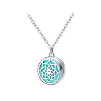 Aromatherapy Essential Oil Diffuser Necklace Tree of Life Pendant with Crystal Insert and Chain for Personal Fragrance Diffusion One Size white