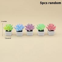 5Pcs Simulation Mini Succulent Potted Plants Model Dollhouse Bonsai Decoration Dollhouse Micro Landscape Garden Desktop Ornament A1