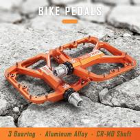 3 Bearing Bicycle Pedals CNC Ultralight BMX MTB Road Bike Pedal Non-slip Large Platform Wide Aluminum Bicycle Cycling Parts oranžinė