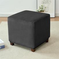 Velvet Ottoman Stool Cover S/M/L Soild Color Elastic Footrest Slipcovers Removable Stool Protector 1Pc Soft For Living Room Spaces S