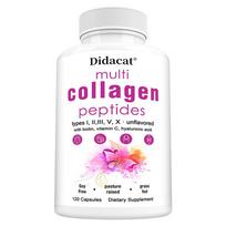 Didacat Multi Collagen Peptides with Biotin & Vitamin C, 120 Capsules Grass Fed Hydrolyzed Supplement 120PCS