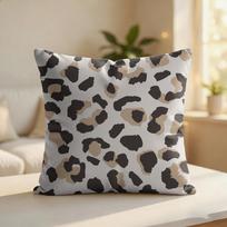 Kremas su leopardo raštu pagalvės užvalkalas Šilkinis trumpas pliušas Nematomas užtrauktukas Apsaugantis nuo dulkių Sofos pagalvės užvalkalas Namų dekoravimui 30x30cm black
