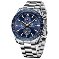 BY BENYAR BY-5140 Vyriškas Chronografo Klasikinis Laikrodis - Odinės Apyrankės Serija, Klasikinis Verslo Dizainas, 45mm Ciferblatas blue