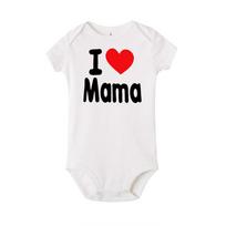 „I Love Mama and Papa Print“ naujagimio šliaužtinuko kombinezonas 3M balta
