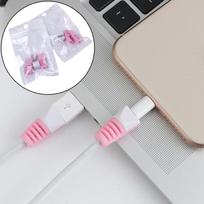 4 vnt. Praktiškas apsauginis užsklandos dangtelis telefonams USB įkroviklio laido laidas rožinė