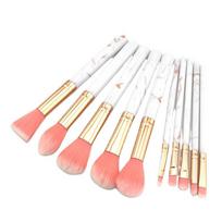 10 vnt klasikinių marmurinių makiažo šepetėlių rinkinys Veido akių makiažo šepetėliai Moteriški makiažo įrankių priedai 10pcs rožinė