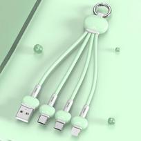 VAORLO 3.4A 3 viename laidas greito įkrovimo C tipo kabelis USB mikro apšvietimo įkrovimo laidas, gerai suderinamas su iPhone Android telefono duomenų kabeliu žalia