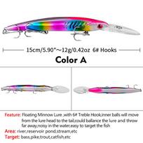 15,2 cm plūduriuojantis vandens masalas, plastikinis kietas masalas, gėlavandenis ešerinis masalas Take All jaukas 12,55 g Minnow