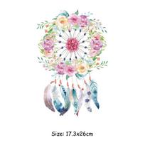 Iron On Transfer Flower Dream-Catcher Gobutės Drabužiai Lipdukai Marškinėliai Parches Ropa Pasidaryk pats Heat Press Aplikuoti pleistrai drabužiams 17.3x26cm white
