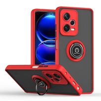 KEYSION matinis dėklas, skirtas Redmi Note 12 Pro+ 5G skaidrus silikonas + kompiuterio žiedinis stovas, atsparus smūgiams telefono dangtelis, skirtas Xiaomi POCO X5 Pro 5G for Redmi Note 12 raudona