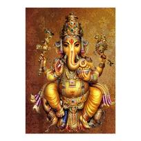 Ganapati Ganesh aukso brangakmenių drobės tapyba Suninow Ganesh religinė auksinė siena Paveikslėliai Plakatas Indų dievo deivės dievybės garbinimas Puja namų dekoravimui 20x30cm No Frame balta