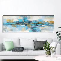 Šiuolaikinė mėlyna abstrakčioji drobė tapyba aliejiniais dažais Šiaurės šalių plakatai ir spaudiniai Sienų paveikslai Cuadros Living Room Namų dekoras Be rėmelio 20cm×40cm NoFrame