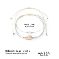 Shell White Pearl Anklet apvalios karoliukų grandinėlės ankleto rinkinys Bohemiško stiliaus grandinėlės kulkšnies moteriai seksualus aksesuaras balta