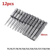 1/4 šešiakampė rankena tuščiavidurė slyvų žiedų atsuktuvo galvutė su vidutine daugiafunkcine atsuktuvo galvute 12pcs/set 50mm sidabras