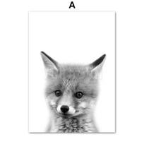 Juoda ir balta meškėnas lapė koala voverė Sienų menas Drobė Tapyba Šiaurės šalių plakatai ir spaudiniai Sienų nuotraukos Kūdikių vaikų kambario dekoras A4 21X30cm No Framed