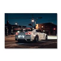Baltas super automobilio plakatas „Nissan Tuning GT R R35“ tapybai skirtos „Cavnas“, skirtos svetainei, dekoratyvinis menas, spausdinimas be rėmelių Šiuolaikinis sienų menas 21cm×30cm NoFrame