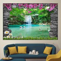 Gamta Peizažas Drobė Tapyba Akmens arka Krioklys HD nuotraukos Gėlių tapetai Plakatai gyvenamojo kambario dekoravimui be rėmelio 21x30cm No Frame