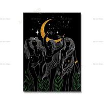 Paslaptingos Akys Ragana Rankos Saulė Mėnulis Žvaigždė Dangaus Drobės Tapyba Sienos Menas Paveikslas Plakatas ir Spaudinys Svetainei Namams Be Rėmo 21x30cm No Framed gray