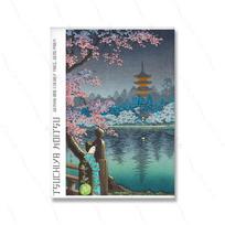 Japoniškas Ukiyo kalnas Fuji Vintažinis kimono moters meno drobės tapyba Spaudinys Retro peizažas Modernus plakatų spausdinimo kambario namų dekoras 21x30cm No Framed