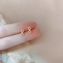8 simbolių auskarai-studs moterims, vasariniai, paprasti, lengvo prabangumo, su mikropadėtu cirkoniu, begalybės simbolio auskarai, Ins šalto stiliaus auskarai auksas