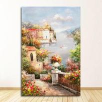 Drobės sienos paveikslas gyvenamojo kambario dekoravimui Plakatas ir spaudiniai Abstraktus Viduržemio jūros sodo kraštovaizdžio aliejinis paveikslas 30x45cm No Frame