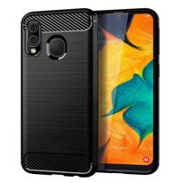 Minkštas telefono dėklas, skirtas Samsung Galaxy A40 smūgiams atsparus silikoninis dėklas, skirtas Galaxy a40 anglies pluošto galinis dangtelis Coque Fundas Samsung A40 juoda
