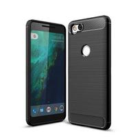 Matte silikoninis dėklas Google Pixel 2 telefonui, smūgiams atsparus galinis dangtelis iš anglies pluošto, skirtas pixel2 google, neslystantis matinis dėklas Pixel 2 juoda