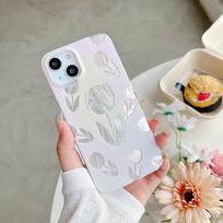 Lazerinės gėlės tulpės silikoninis dėklas skirtas Xiaomi Redmi Note 12 11 Samsung A54 A24 A14 Oppo A78 A58 A38 Infinix Note 30 Funda Dažytas dangtelis Minkštas TPU buferis Samsung S25 white
