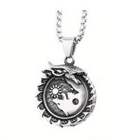 Viking Wolf Pendant Necklace Skoll Hati Wolf Pendant Necklace Retro Nordic Viking