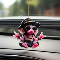 Akrilinis plokščias 2D be gobtuvo beždžionės automobilio pakabukas skirtas šventėms, Valentino dienai ir Kalėdų dekoracijoms ir yra dovana poroms, namams ir aksesuarams M