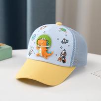 Kūdikio vasarinė beisbolo kepuraitė su animacinio filmuko dinozauru, kvėpuojantis tinklelis, vaikų skydelis nuo saulės, kepurė lauke berniukams ir mergaitėms, reguliuojama snapuota kepurė mėlyna